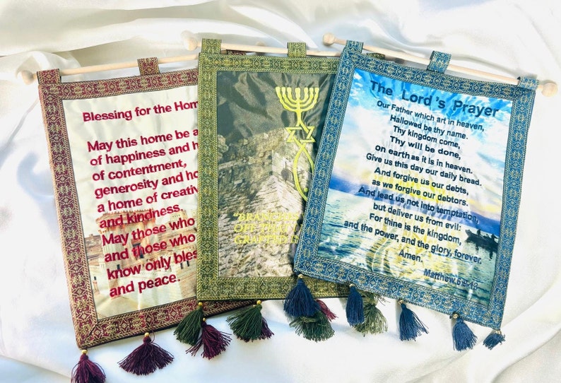 Messianic seal banner, romans 11.19, christian gifts, home decor, Handcrafted in Israel, christian banner, church banner, religious banner