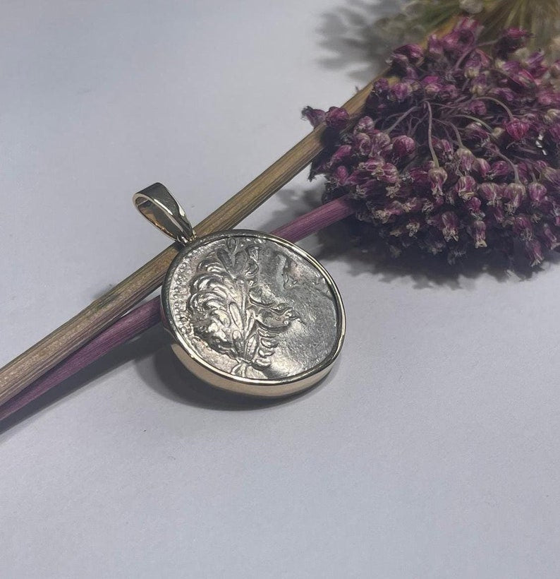 Authentic Tyre AR Shekel coin Year 48/49d.c year 171, 14K gold, Authentic Rare Drachma, Rare Coin, mens necklace, Shekel coin, gold pendant