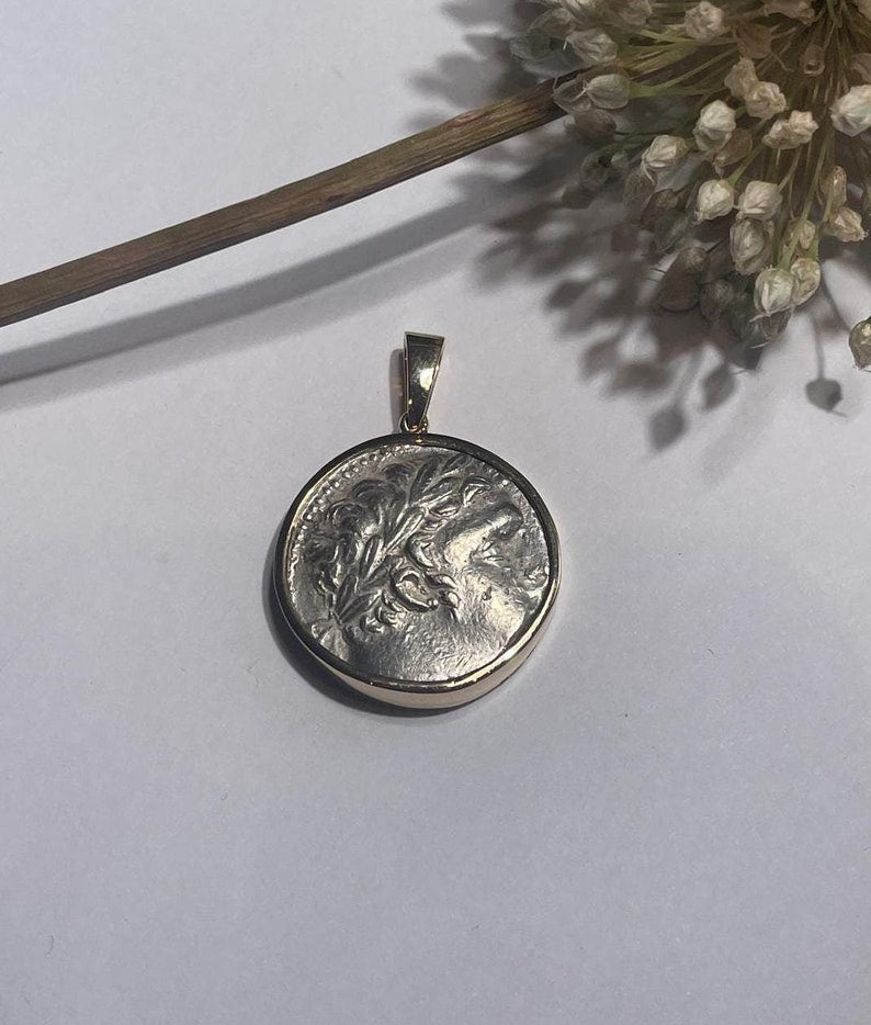 Authentic Tyre AR Shekel coin Year 48/49d.c year 171, 14K gold, Authentic Rare Drachma, Rare Coin, mens necklace, Shekel coin, gold pendant
