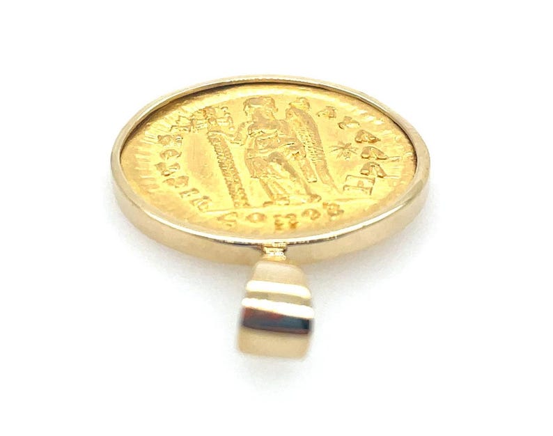 Ancient Byzantine Gold Solidus of Emperor Anastasius I Dicorus 491-498 AD, 14K gold, Rare Drachma, Rare Coin, greek coin, mens necklaces