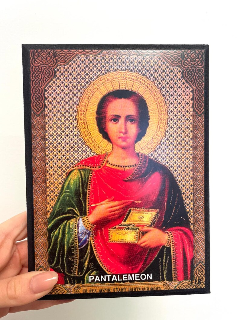 Saint Panteleimon icon, orthdaox icon, Handmade icon on wood, Christmas Gift, christian gift, Christian wood icons handmade