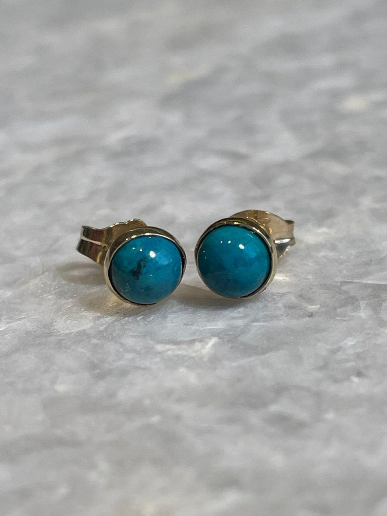 Eilat Stone Earrings, 14K gold, Eilat gold earrings, jewish gift, Eilat jewelry, bat mitzvah gift, turquoise earrings, stud earrings