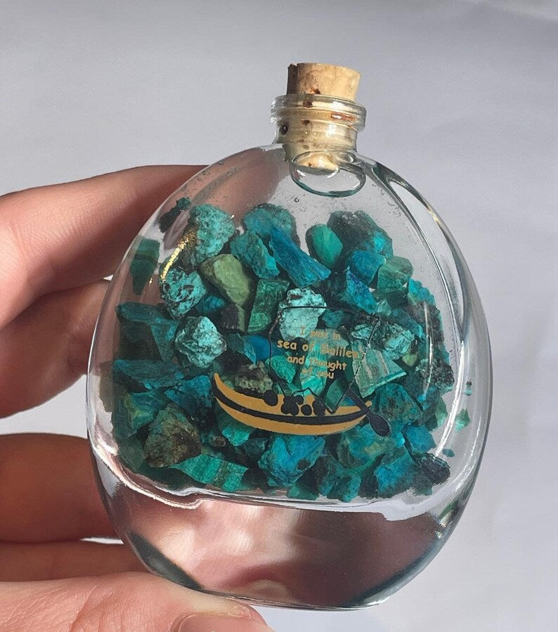 Vial with Rare Eilat Stones Gemstone, Crystal Israel, King Solomon, Mine Rough Timna, rare eilat stone, Rough Eilat Stone, Jesus boat