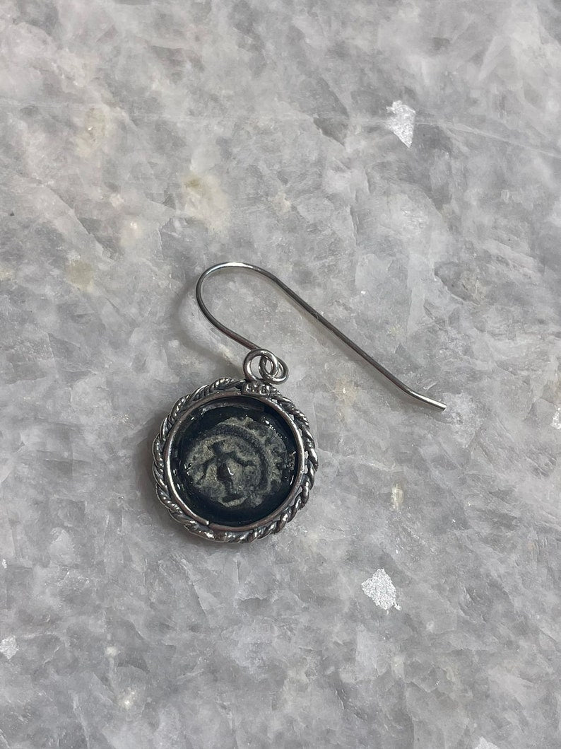 Authentic Widows Mite Coin Earrings, 925 Silver, Biblical jewelry, Christian earrings, Ancient coin, mite earrings, Christian gift