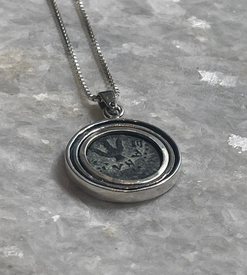 Authentic Widows Mite Coin necklace, 925 Silver, Biblical jewelry, Christian necklace, Ancient coin, Vintage necklace, Christian gifs