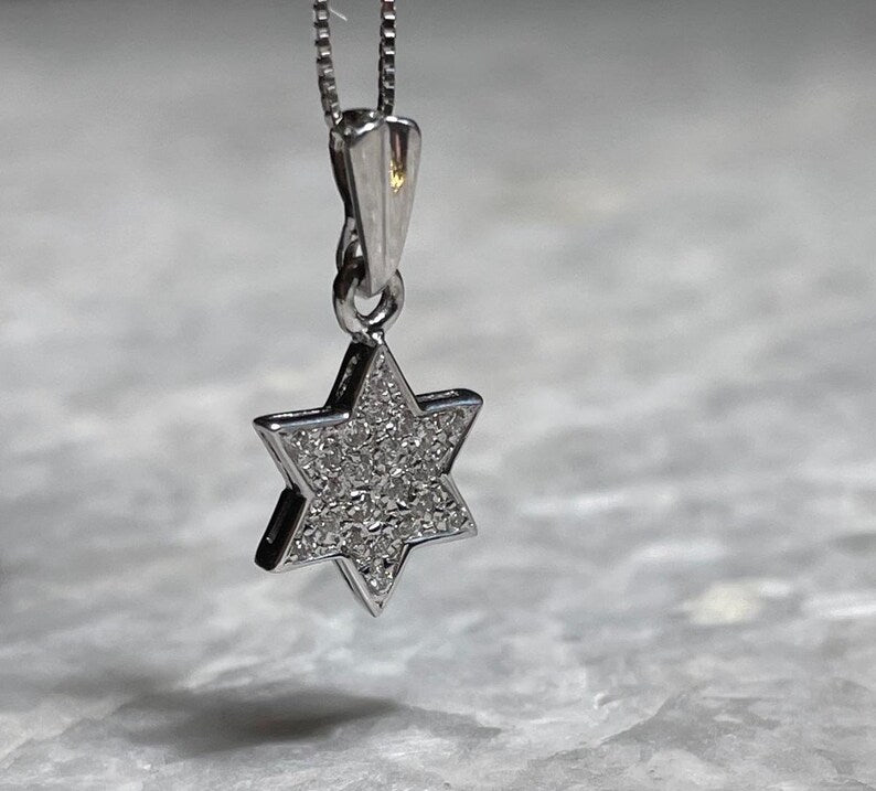 Diamonds Star of David Necklace, 14k Gold, bat mitzvah gifts, Dimonds Magen David pendant, jewish star necklace, gold jewish jewelry