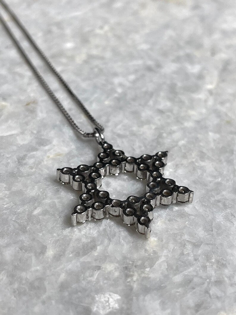 Natural Diamonds Star of David, 14k Gold, Star of David diamonds necklace, Large Jewish Star Pendant, Magen David Necklace, 14k judaica