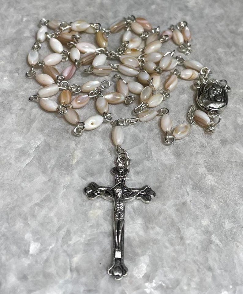 Rosary beads made at the Holy Land with Crucifix, rosary beads, rosary beads gift, rosary beads first communion, hand made rosary necklace