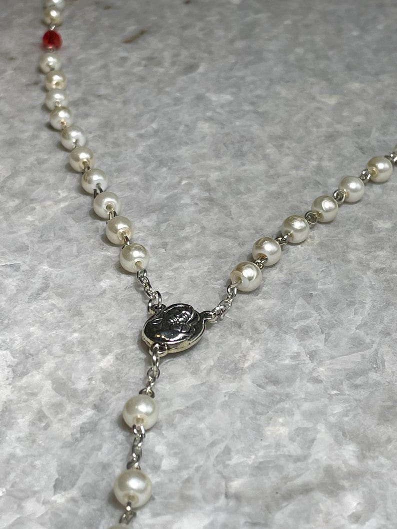 Pearl Rosary beads from The Holy Land with Crucifix, rosary beads pearl like, soil from the holy land, white rosary, Valentines Day gift