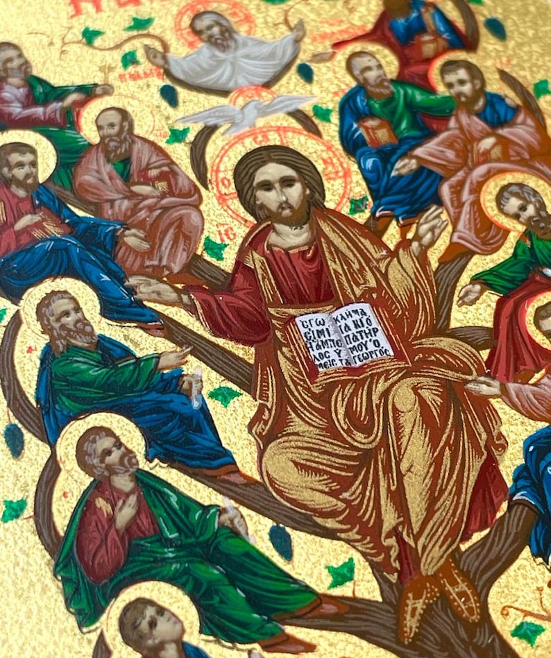 The Vine Tree Icon, wood icon, The Vine Tree, Handmade icon on natural wood, christian gift, wood icons, Orthodox icon, byzantine icon style