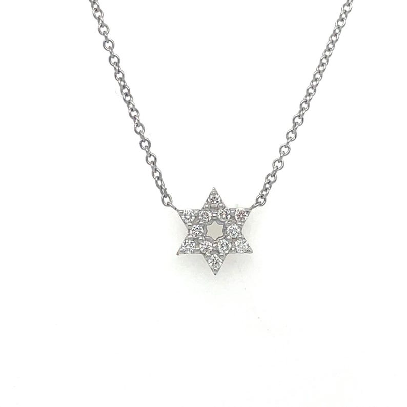 Diamond Magen David Necklace, Diamond Magen David Necklace, 14k Gold Star of David Necklace, Small Star of David Pendant, Jewish Star Charm