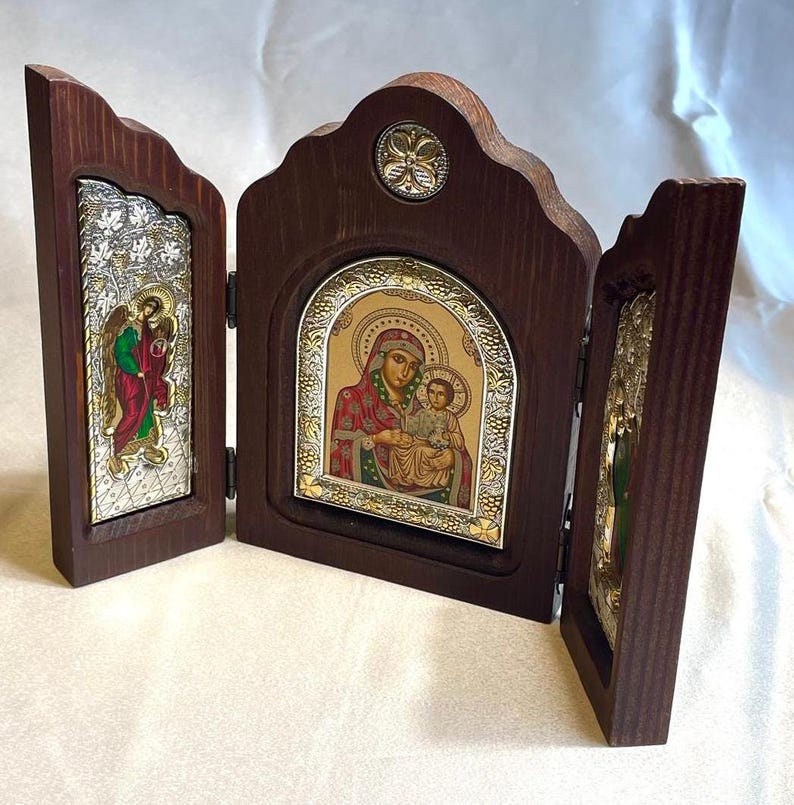 The Vine Tree Icon, Orthodox icon, The Vine Tree, Handmade icon on natural wood, christian gift, Triptych, Orthodox gifts, wood icon