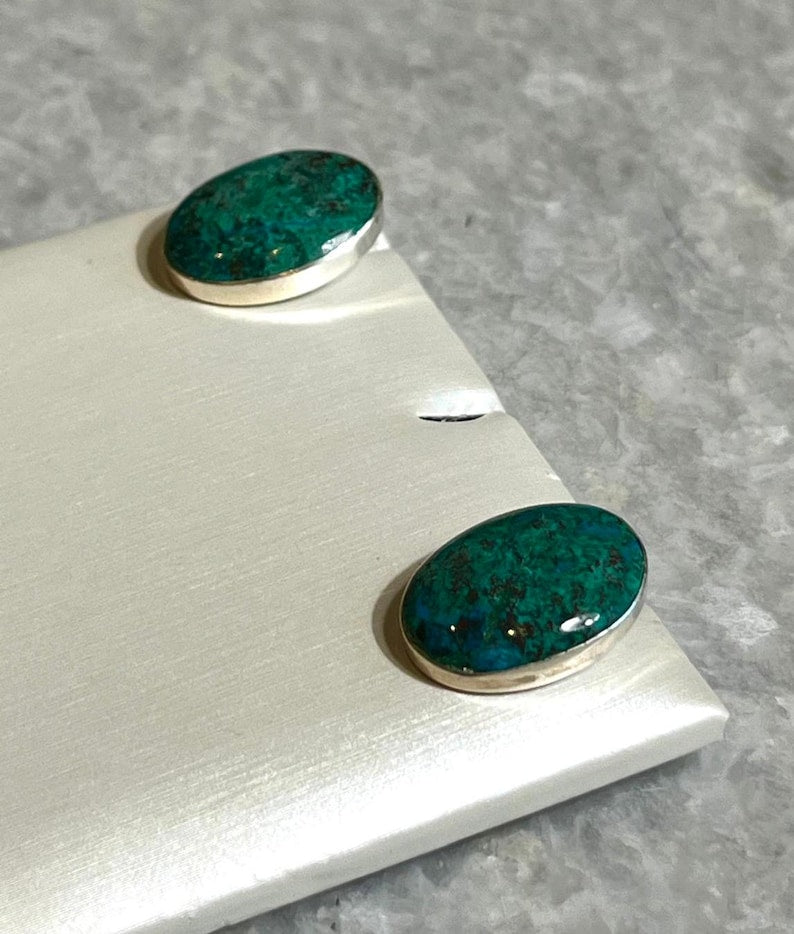 Stud Earrings Made From Eilat Stone, 925 Silver, king Solomon stone, Natural Eilat Stone, silver earrings, stone earrings, Jewish gifts,