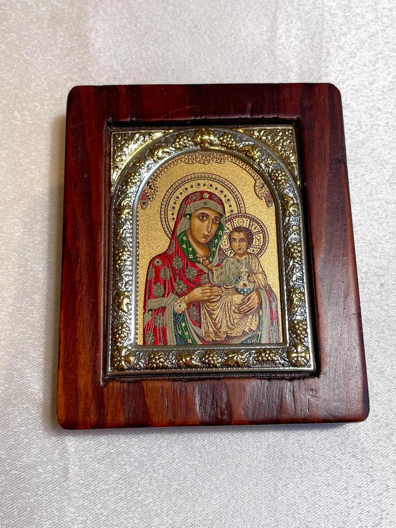 Virgin Mary Icon, handmade icon, Handmade icon on natural wood, christian gift, , Christian wood icons, Orthodox gifts, hand made, gift for