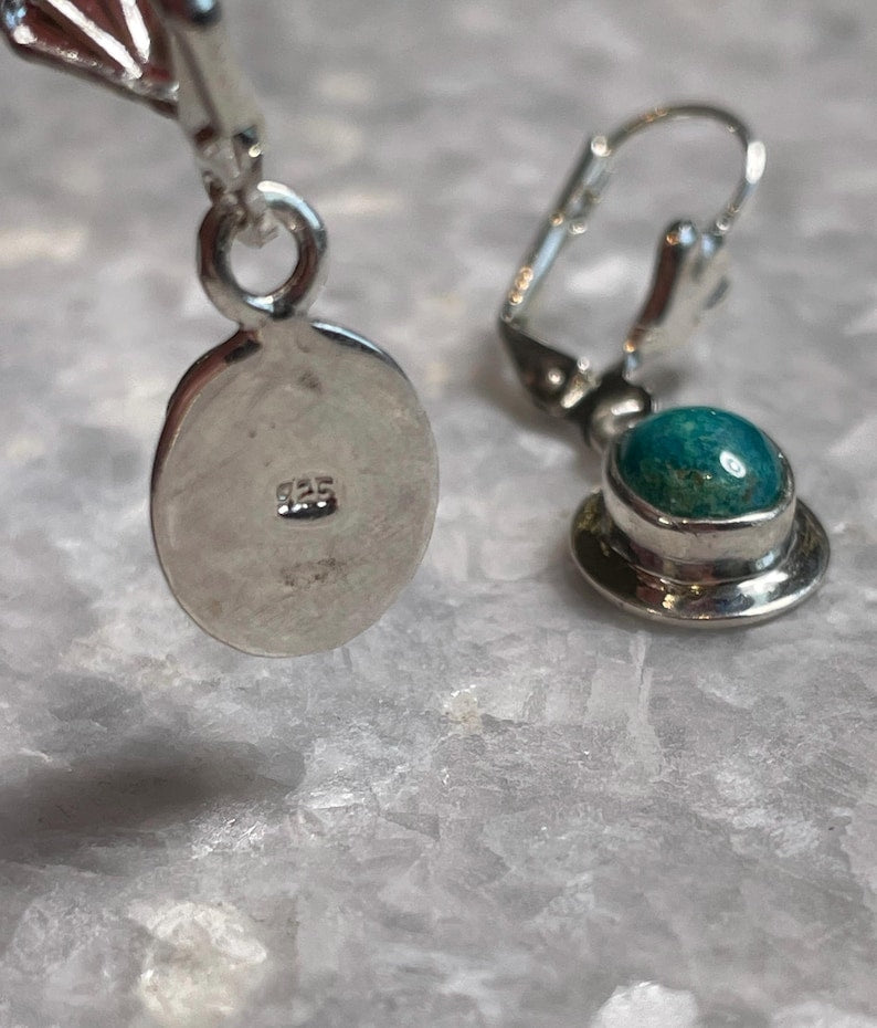 Genuine Eilat Stone Earrings, 925 Silver, turquoise earrings, king Solomon stone, natural Eilat jewelry, silver earrings, stone earrings