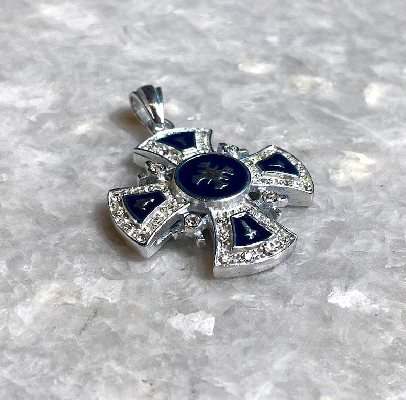 Jerusalem Cross Necklace, 925 silver, cross pendant, Zircon Cross, Silver Cross Necklace, Christian gift, Religious Gift, gift for him,