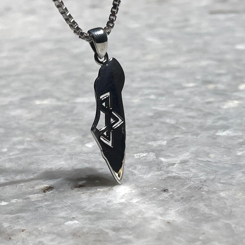 Sterling Silver 925 Pendant , Map of Israel Design , Men Pendant , Woman pendant, Unissex Silver Pendant , sterling silver, Israel Map, Map