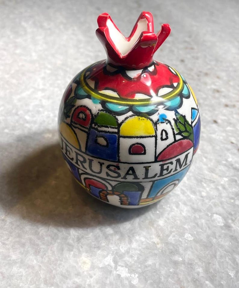 Handmade ceramic Jerusalem pomegranate, Jewish gift, made in Israel, Judaica from israel, Home Decor, New Home Gift, wedding gifts