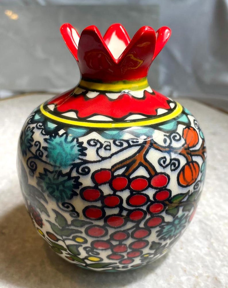 Handmade Ceramic Seven Species Pomegranate, Jewish gift, made in Israel, Judaica from israel, Home Decor, New Home Gift, wedding gifts