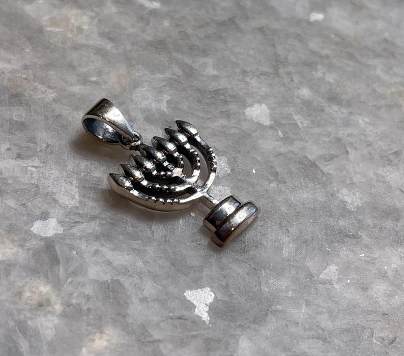 Elegant Menorah Pendant, silver Hanukkah Necklace whit natural diamond,Silver 925, Jewish gift, unisex jewelry, Christmas Gift, chanuka gift