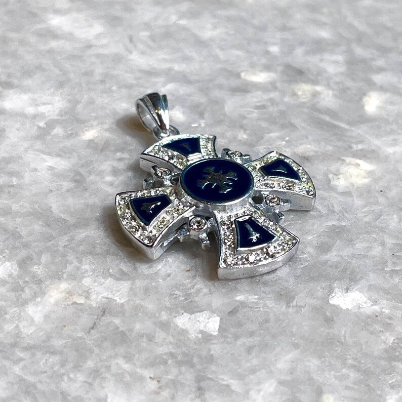 Jerusalem Cross Necklace, 925 silver, cross pendant, Zircon Cross, Silver Cross Necklace, Christian gift, Religious Gift, gift for him,