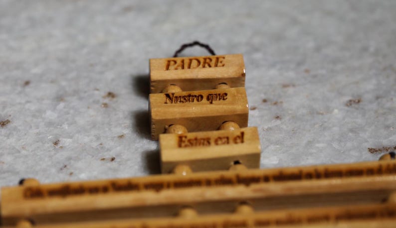Olive Wood Cross Blessing Our Father Prayer, Carving on olive wood, hand made in the Holy Land with shape of Holy cross, blessing for home