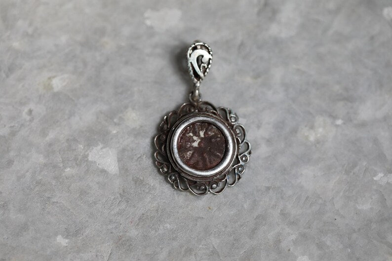 Authentic Widows Mite Coin Set Of Earrings And Pendant, 925 Silver, Biblical gift, Ancient coin, mite earrings, Christian gift, jewelry set