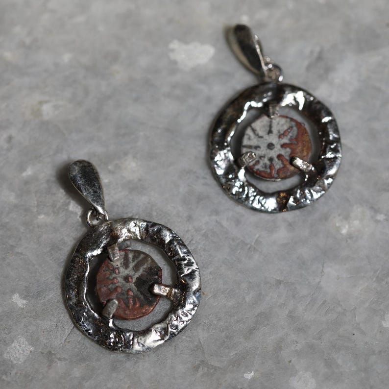 Authentic Widows Mite Coin necklace, 925 Silver, handmade pendant, Biblical jewelry, Ancient coin necklace, Christmas gift, mite necklace