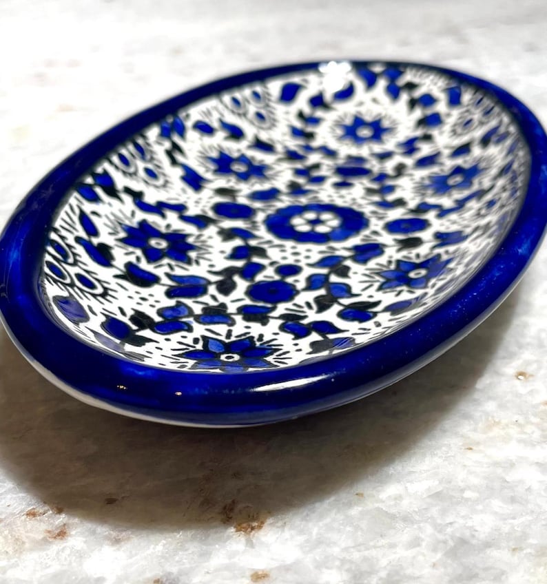 Ceramic plate, Handmade pottery, blue and white ceramic, Kitchen decor, Spoon holder for kitchen, Judaica, Home Decor, New Home Gift