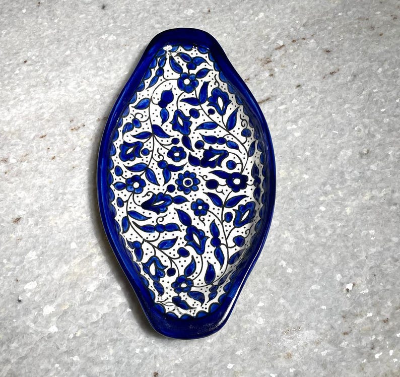 Mediterranean Ceramic Plate, Handmade pottery, Kitchen decor, serving dish for kitchen, Judaica, Home Decor, New Home Gift, floral design