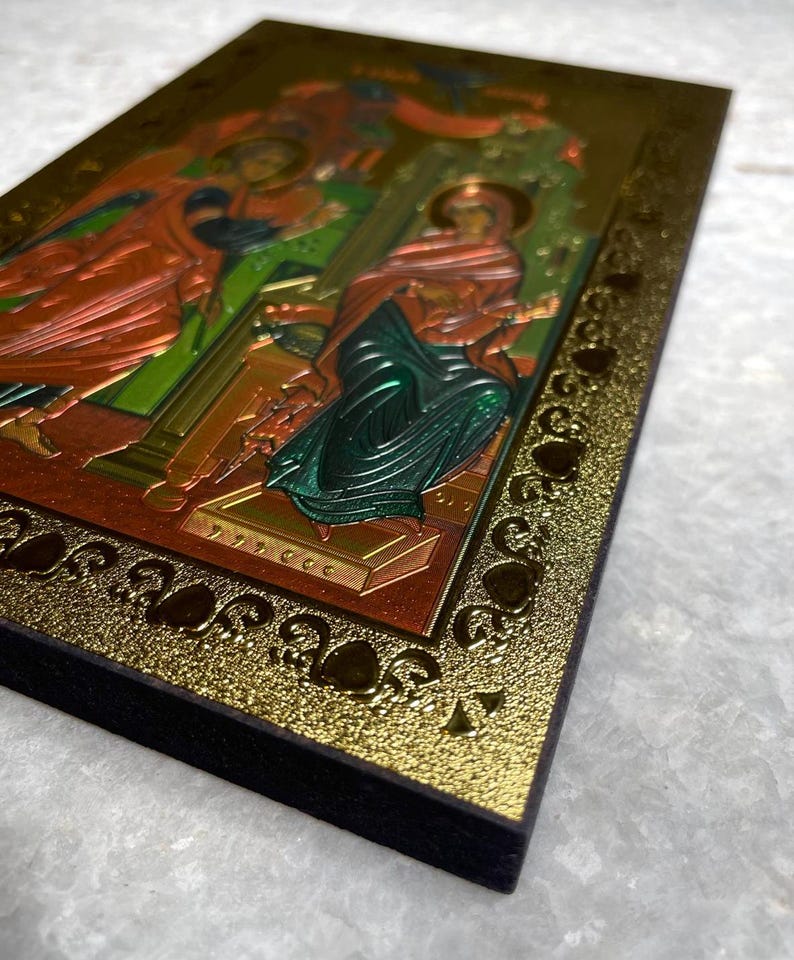 The Significance of the Annunciation of Virgin Mary Icon, Orthodox icon, christian gift, wood icon, Virgin Mary Icon, golden icon, holyland