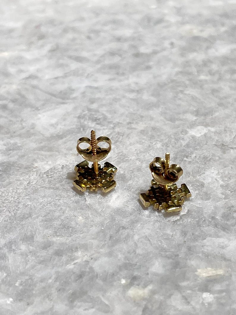 Jerusalem Cross Earrings With Diamonds, 14K gold, christian gifts, cross earrings, natural diamonds stone, stud earrings, gold jewelrys