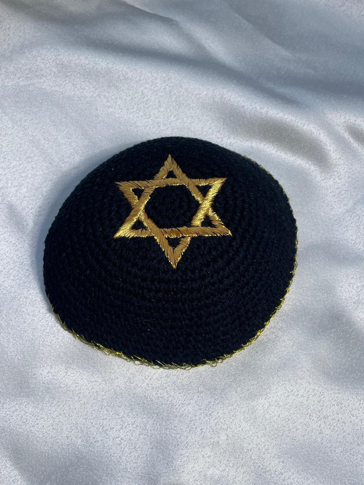 Star of david Knitted kippah, Knitted Yarmulke, made in israel, jewish gifts, magen david kippah, jewish kippah, bar mitzah gifts