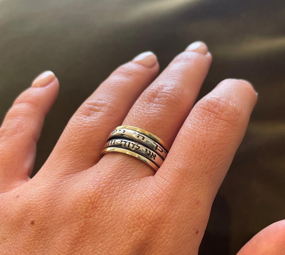 Spinning Jewish Ring, Spinning Ring With Gold Plating, 925 silver, jewish gift, Religious Gift, gift for him, gift for wife