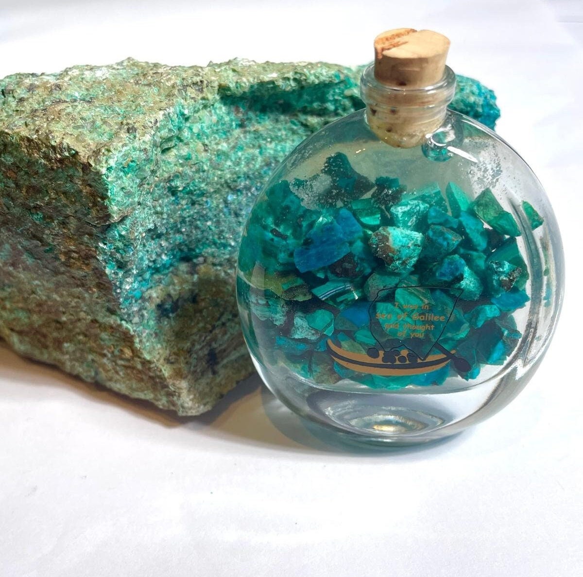 Vial with Rare Eilat Stones Gemstone, Crystal Israel, King Solomon, Mine Rough Timna, rare eilat stone, Rough Eilat Stone, Jesus boat