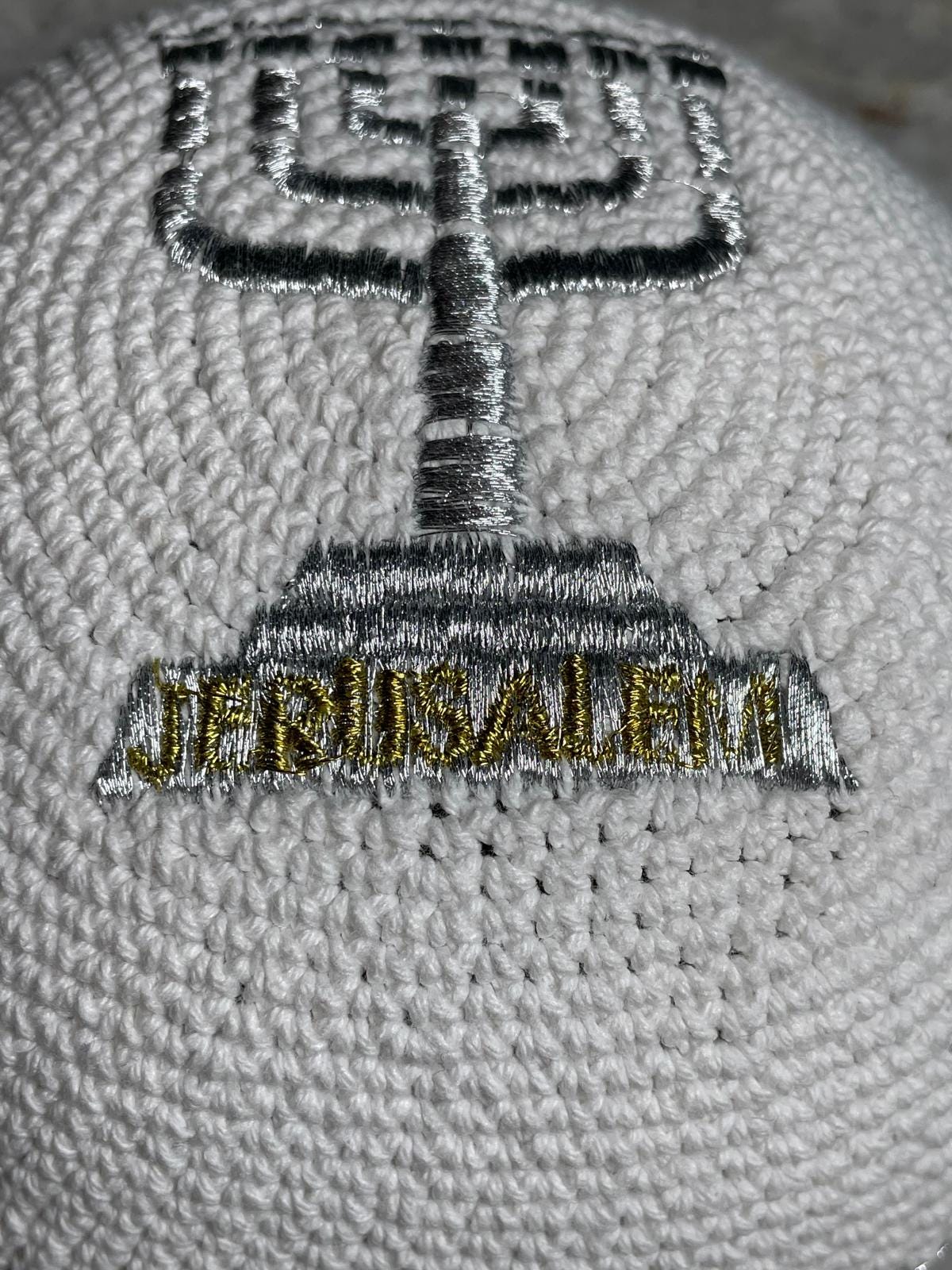 Menorah Knitted kippah, Knitted Yarmulke, made in israel, jewish gifts, magen david kippah, jewish kippah, bar mitzah gifts