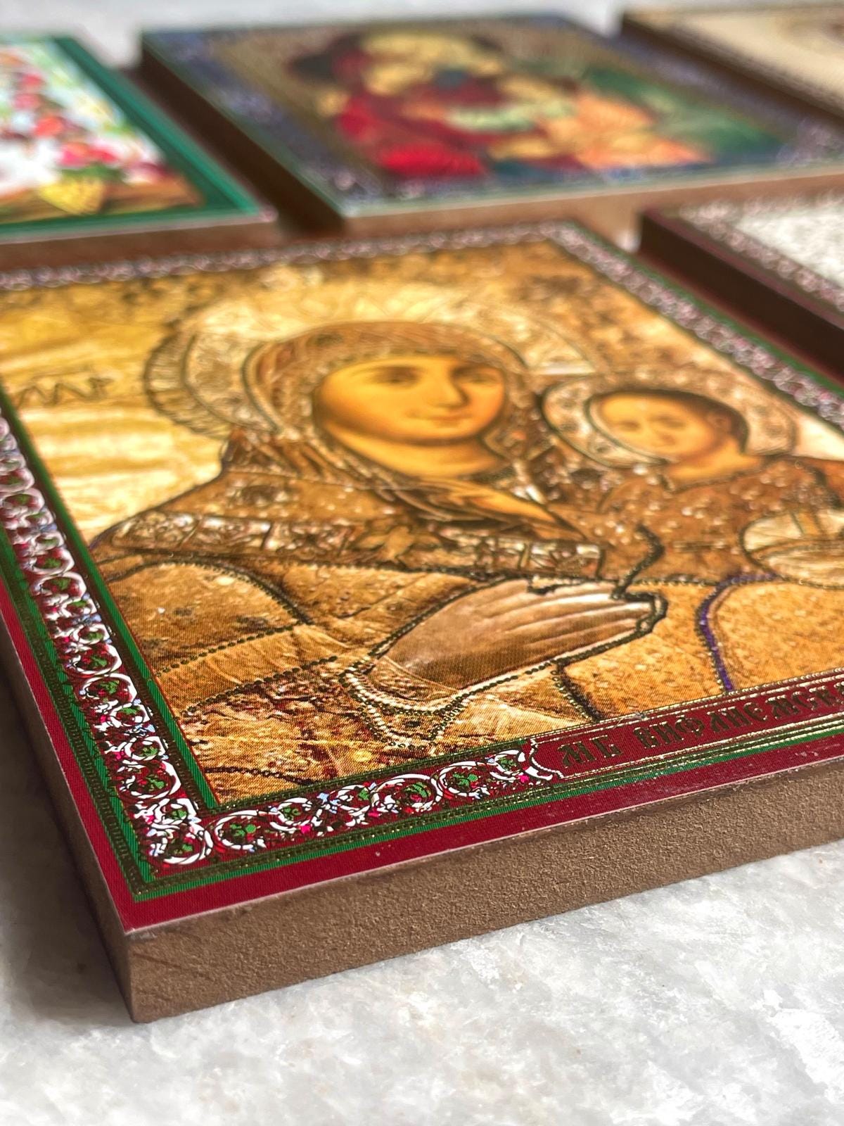 Ikon on wood, christian icon, Christmas Gift, christian gift, Christian wood icons, Orthodox gifts, Virgin Mary of Passion