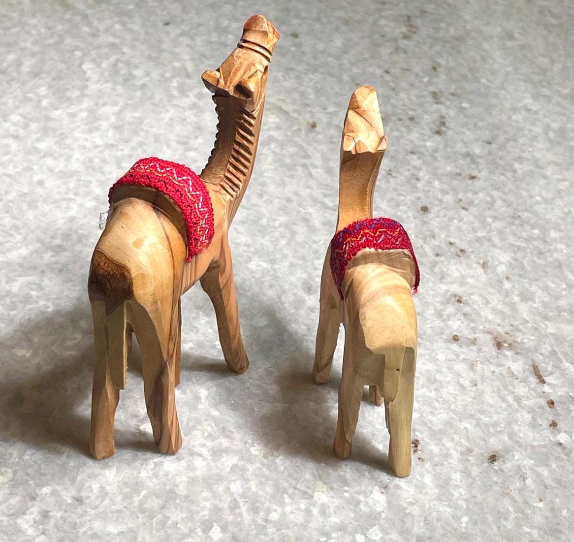 Olive Wood camel, Authentic olive wood camel with red saddle hand made in Bethlehem holy land, Handmade olive wood, Olive Wood arts