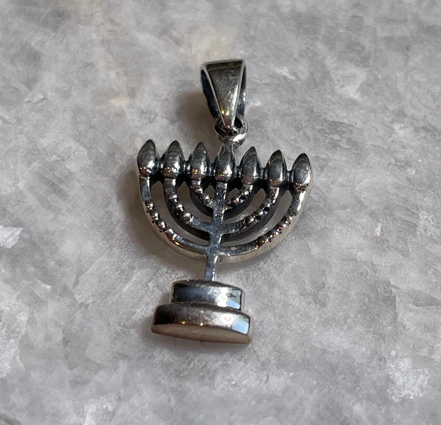 Elegant Menorah Pendant, silver Hanukkah Necklace whit natural diamond,Silver 925, Jewish gift, unisex jewelry, Christmas Gift, chanuka gift