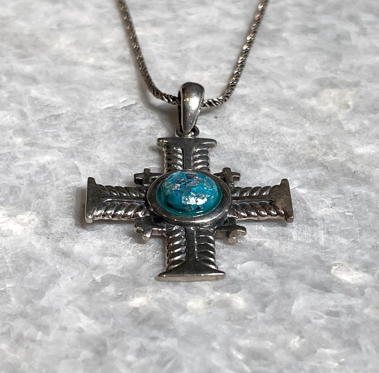 Cross Pendant with roman glass, 925 silver, christian gift, cross pendant, cross necklace, roman glass necklace, birthday unisex jewelry
