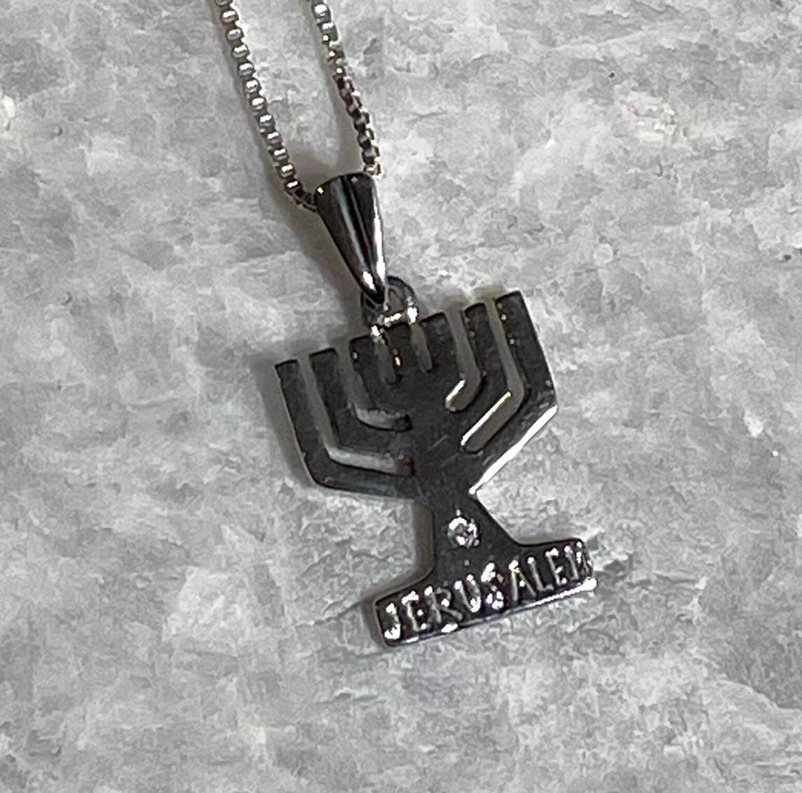 Elegant Menorah Pendant, 14k gold Hanukkah Necklace whit natural diamond,14k , Jewish gift, unisex jewelry, Christmas Gift, chanuka gift