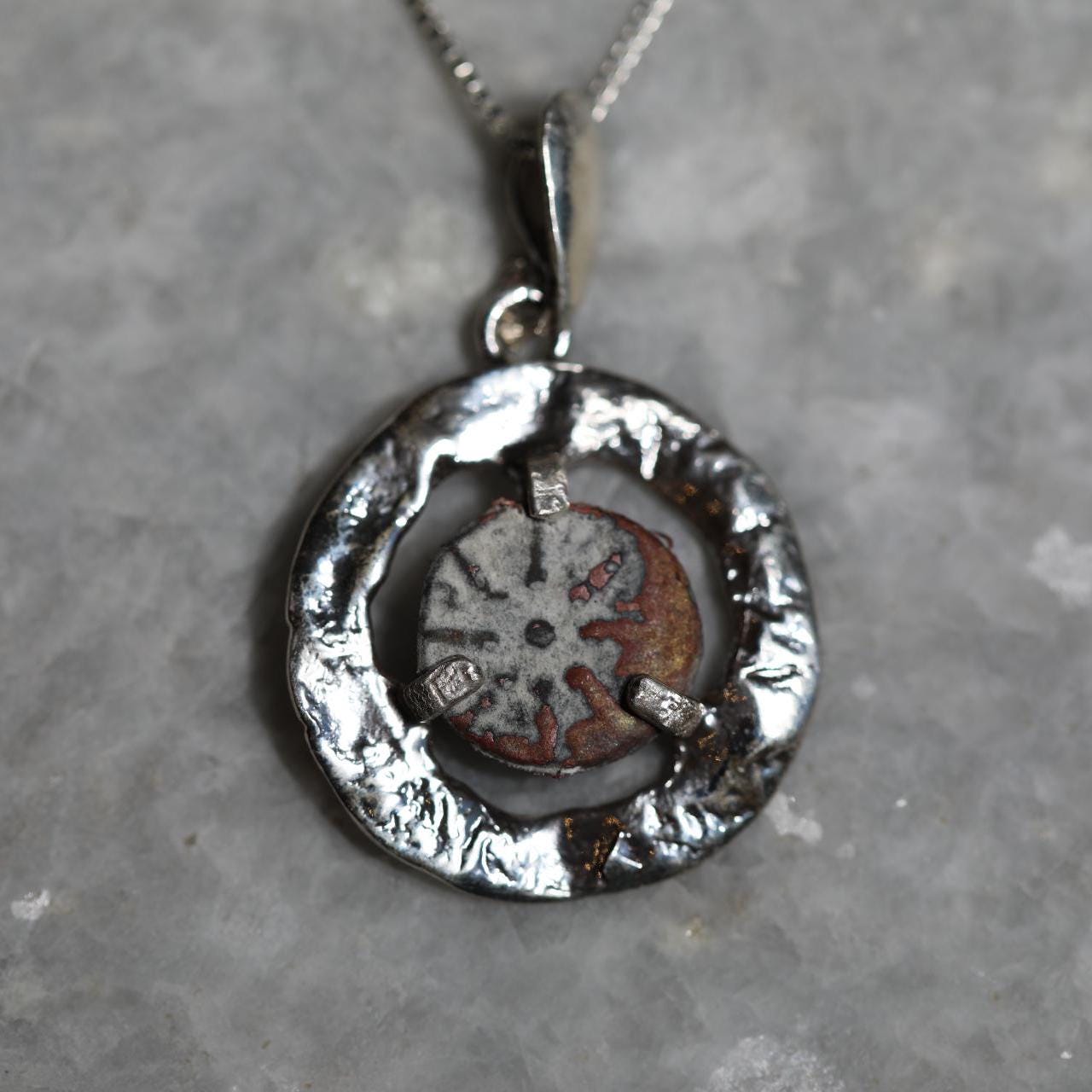 Authentic Widows Mite Coin necklace, 925 Silver, handmade pendant, Biblical jewelry, Ancient coin necklace, Christmas gift, mite necklace