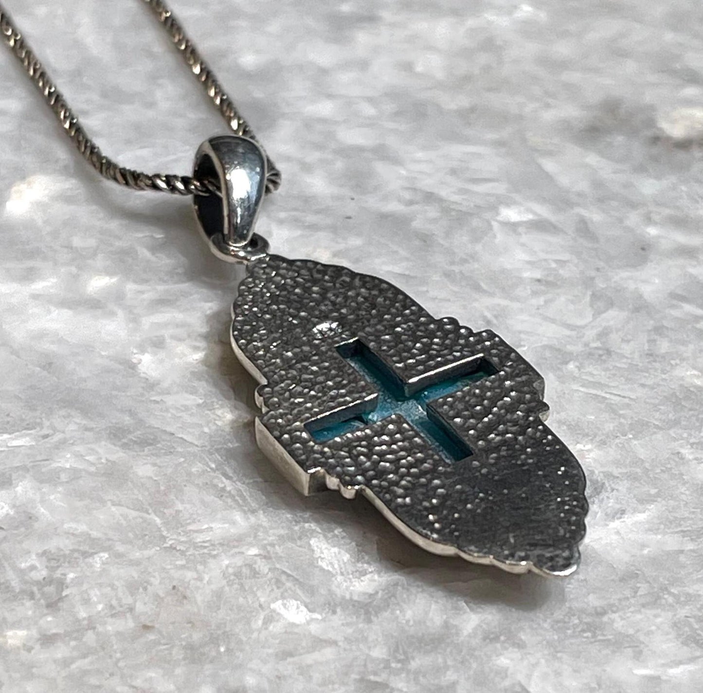 Cross Pendant with roman glass, 925 silver, christian gift, cross pendant, cross necklace, roman glass necklace, birthday unisex jewelry