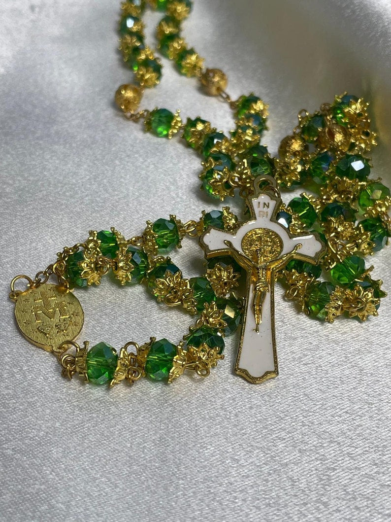 Rosary beads made at the Holy Land with Crucifix, rosary beads, rosary beads catholic, rosary beads first communion, rosary necklace