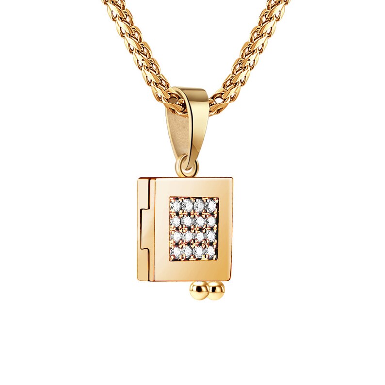 Nano Bible Pendant, 14K solid gold, Christian gift, Personalized Gift, 14K Gold Chain Necklaces, gift for husband, gift for wife