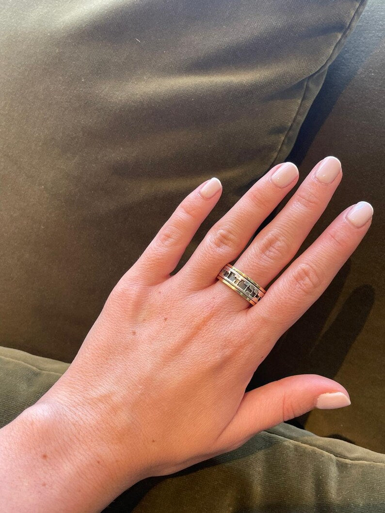 Spinning ring, Spinning Ring With Gold Plating, 925 silver, jewish gift, Religious Gift, gift for him, gift for wife, jewish jewelry