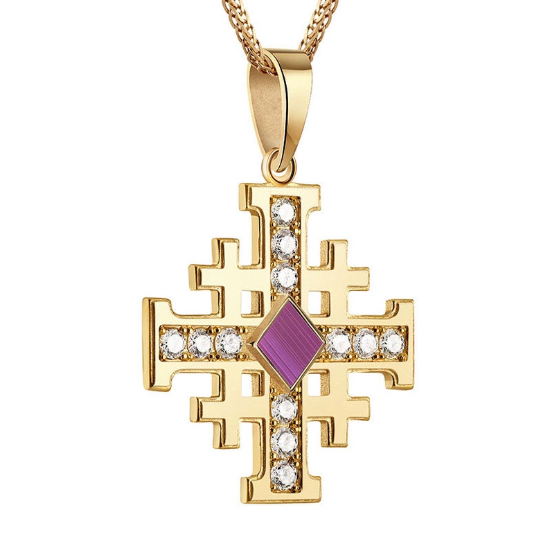 Nano Bible Cross Pendant, 14K gold, Jerusalem Cross Pendant, Christian gift, Religious Gift, gift for husband, Personalized Gift, gift for