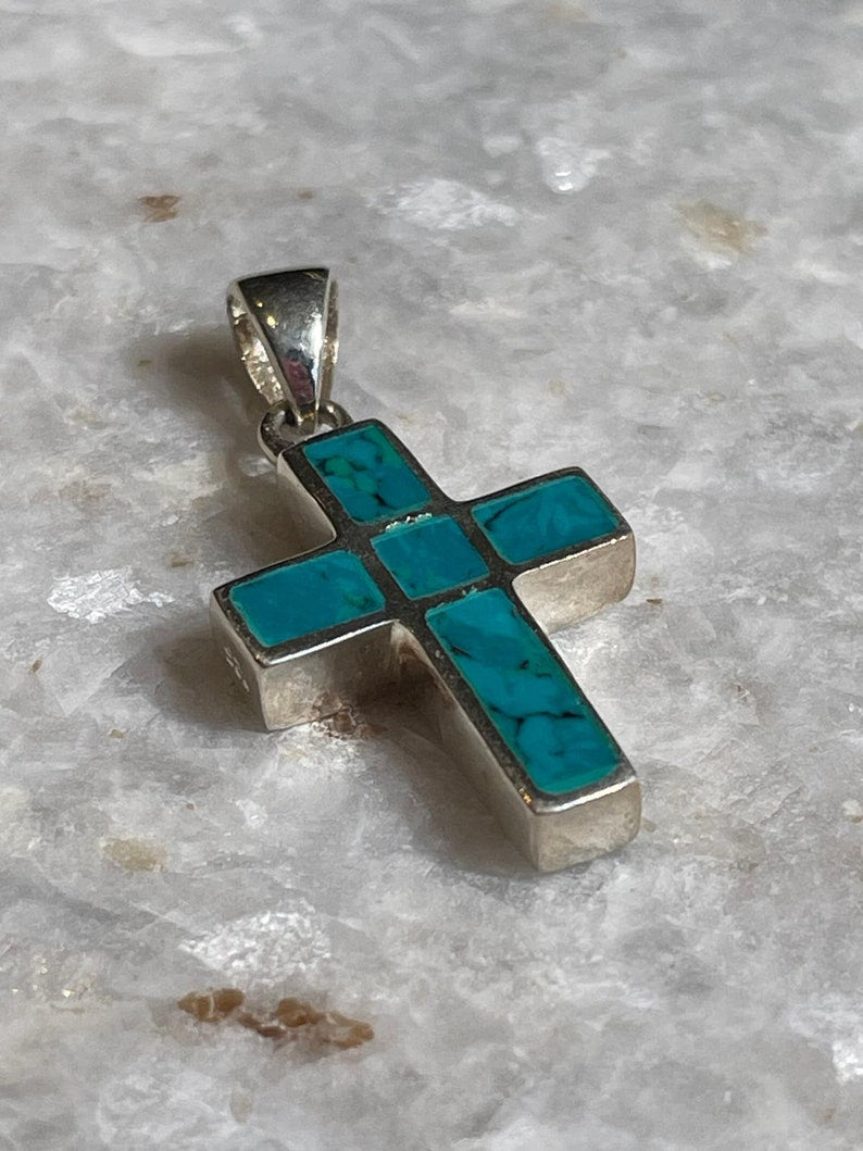 Eilat Stone Jewelry, 925 silver, Cross Silver pendant, Christian gift, Religious Gift, gift for her, Cross Necklace, gift for wife, israel