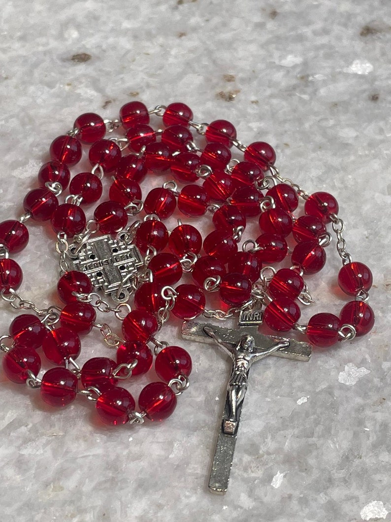 Rosary beads made at the Holy Land with Crucifix, rosary beads, soil from the holy land, rosary beads, Valentines Day gift, romantic gift