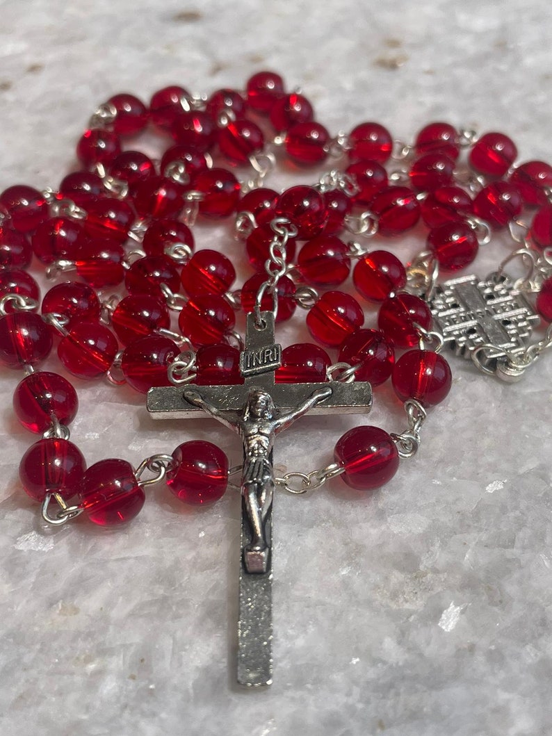 Rosary beads made at the Holy Land with Crucifix, rosary beads, soil from the holy land, rosary beads, Valentines Day gift, romantic gift